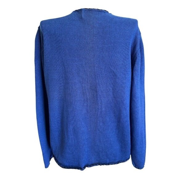 Bedford Fair Lifestyles Blue Striped Colorful Button Up Cardigan Women's Sz L - Picture 4 of 11